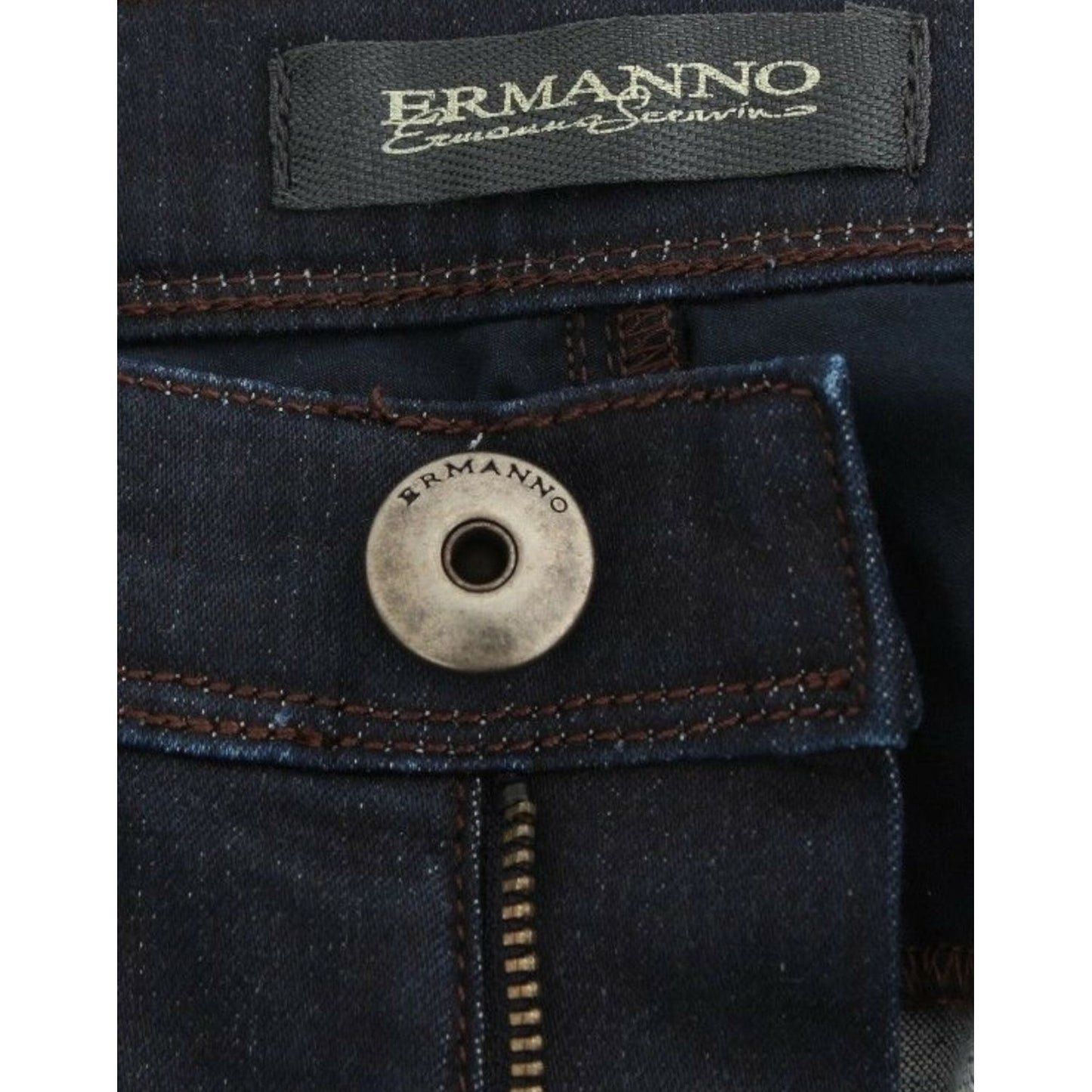 Ermanno Scervino Chic Dark Blue Slim Jeans for Elegant Style Ermanno Scervino Black