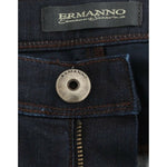 Ermanno Scervino Chic Dark Blue Slim Jeans for Elegant Style Ermanno Scervino Black