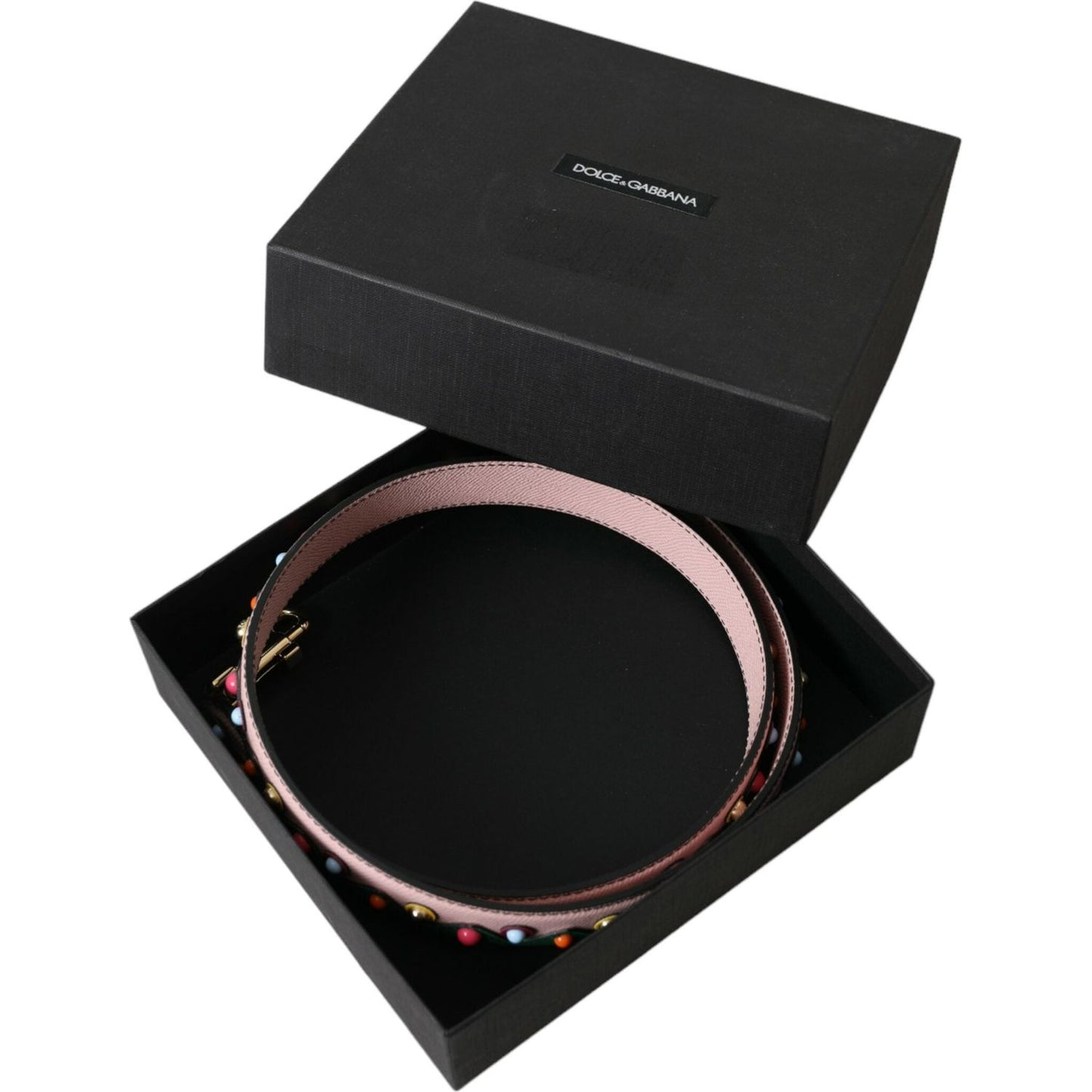 Dolce & Gabbana Pink Leather Handbag Accessory Shoulder Strap Dolce & Gabbana Black