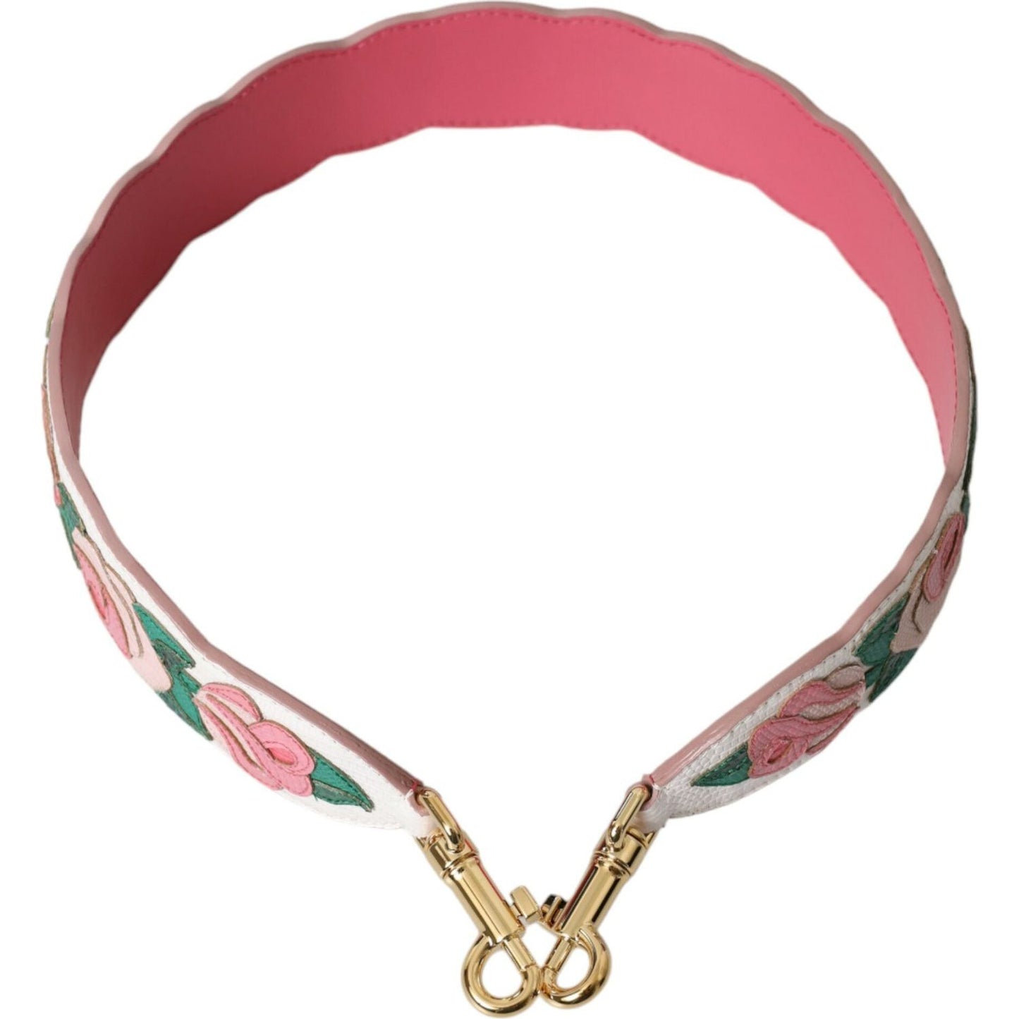 Dolce & Gabbana White Floral Leather Accessory Shoulder Strap Dolce & Gabbana Rosy Brown