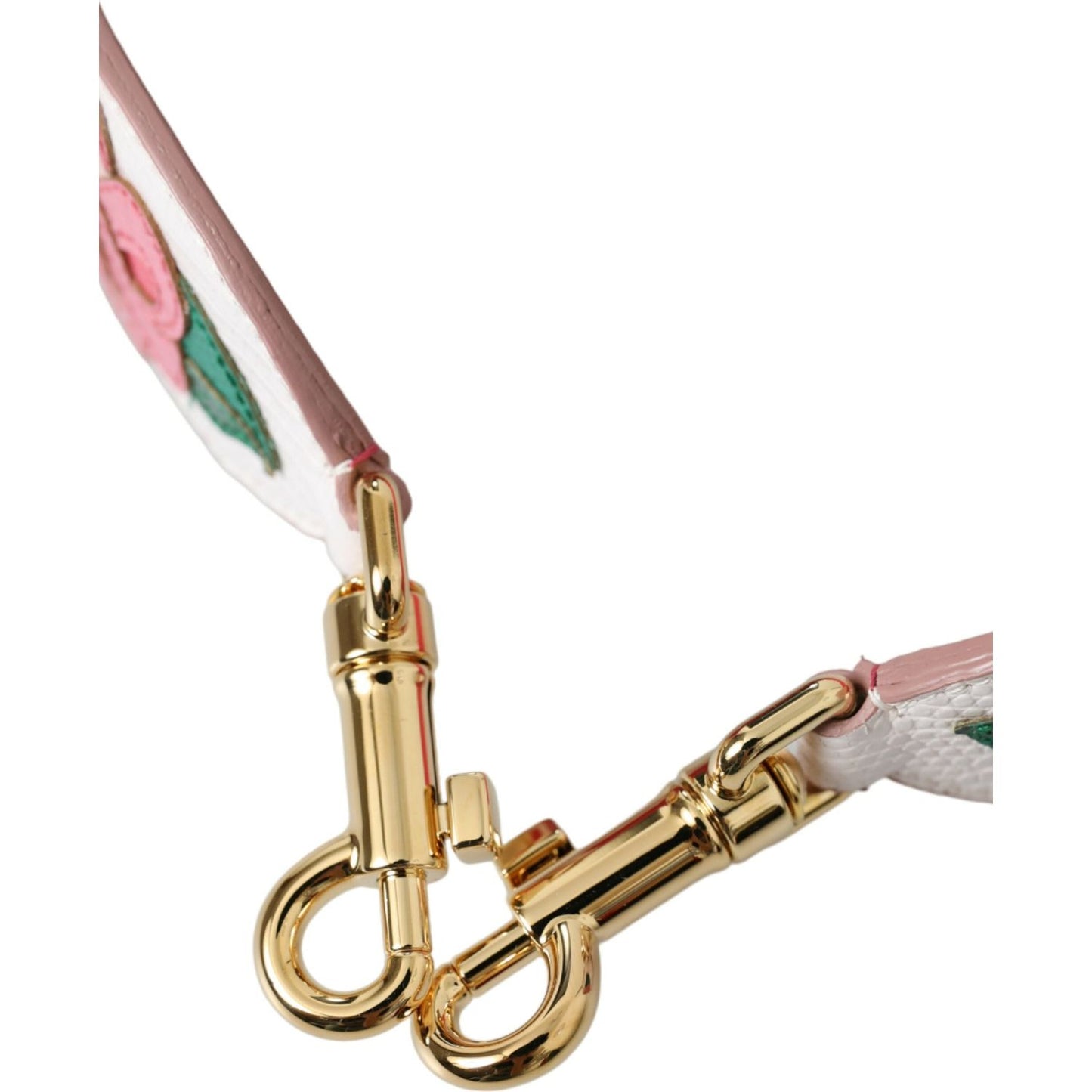 Dolce & Gabbana White Floral Leather Accessory Shoulder Strap Dolce & Gabbana Rosy Brown