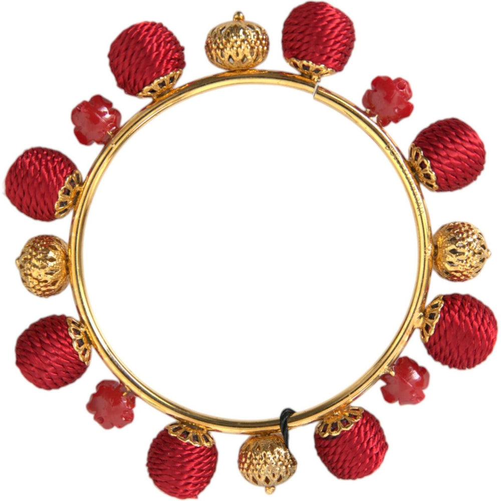 Dolce & Gabbana Gold Brass Red RUNWAY Sicilia Natale Roses Bracelet Bracelet Dolce & Gabbana Sienna