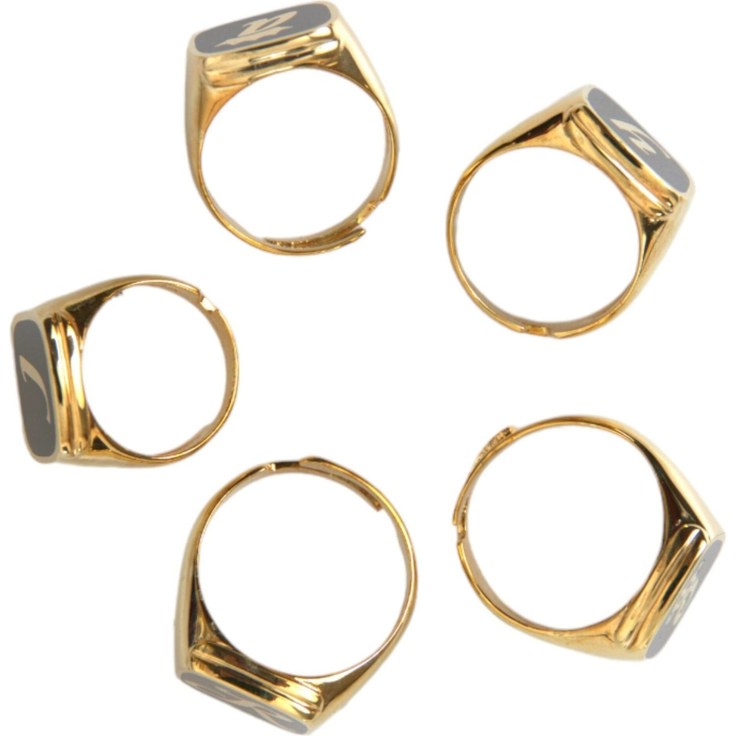 Dolce & Gabbana Gold Brass ROYAL Enamel Set of 5 Ring Ring Dolce & Gabbana Dark Khaki
