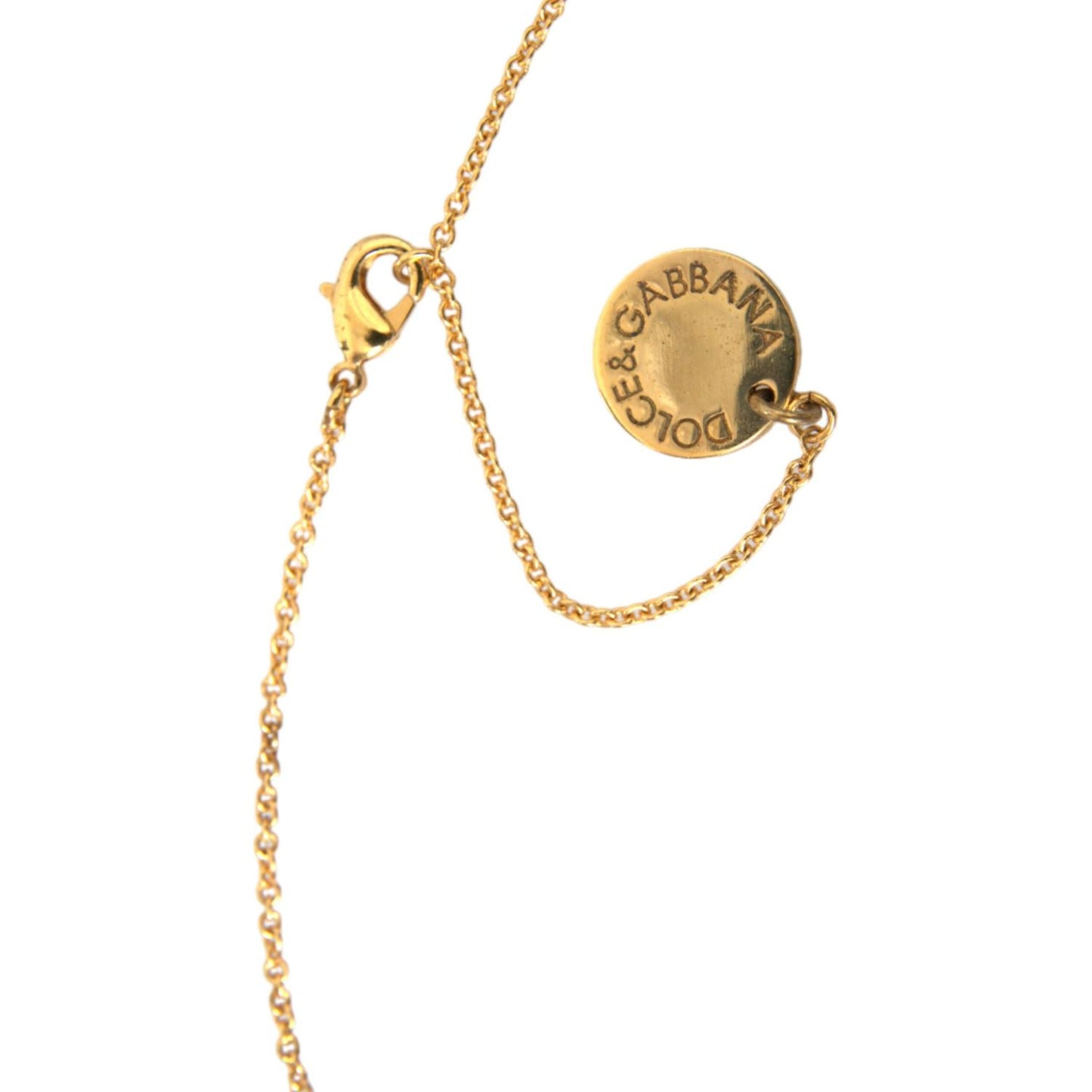 Dolce & Gabbana Gold Brass Chain Dog Heart Pendant Charm Necklace Necklace Dolce & Gabbana Dark Khaki