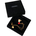 Dolce & Gabbana Gold Brass Chain Dog Heart Pendant Charm Necklace Necklace Dolce & Gabbana Black