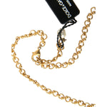 Dolce & Gabbana Gold Brass Chain Pearl Pendant Charm Necklace Necklace Dolce & Gabbana Dark Khaki