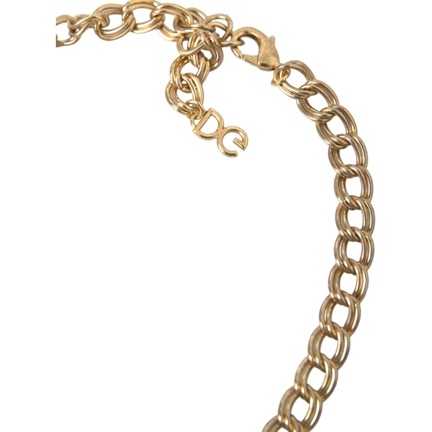 Dolce & Gabbana Gold Chain Rose Cross Strawberry Star Pendant Necklace Necklace Dolce & Gabbana Rosy Brown
