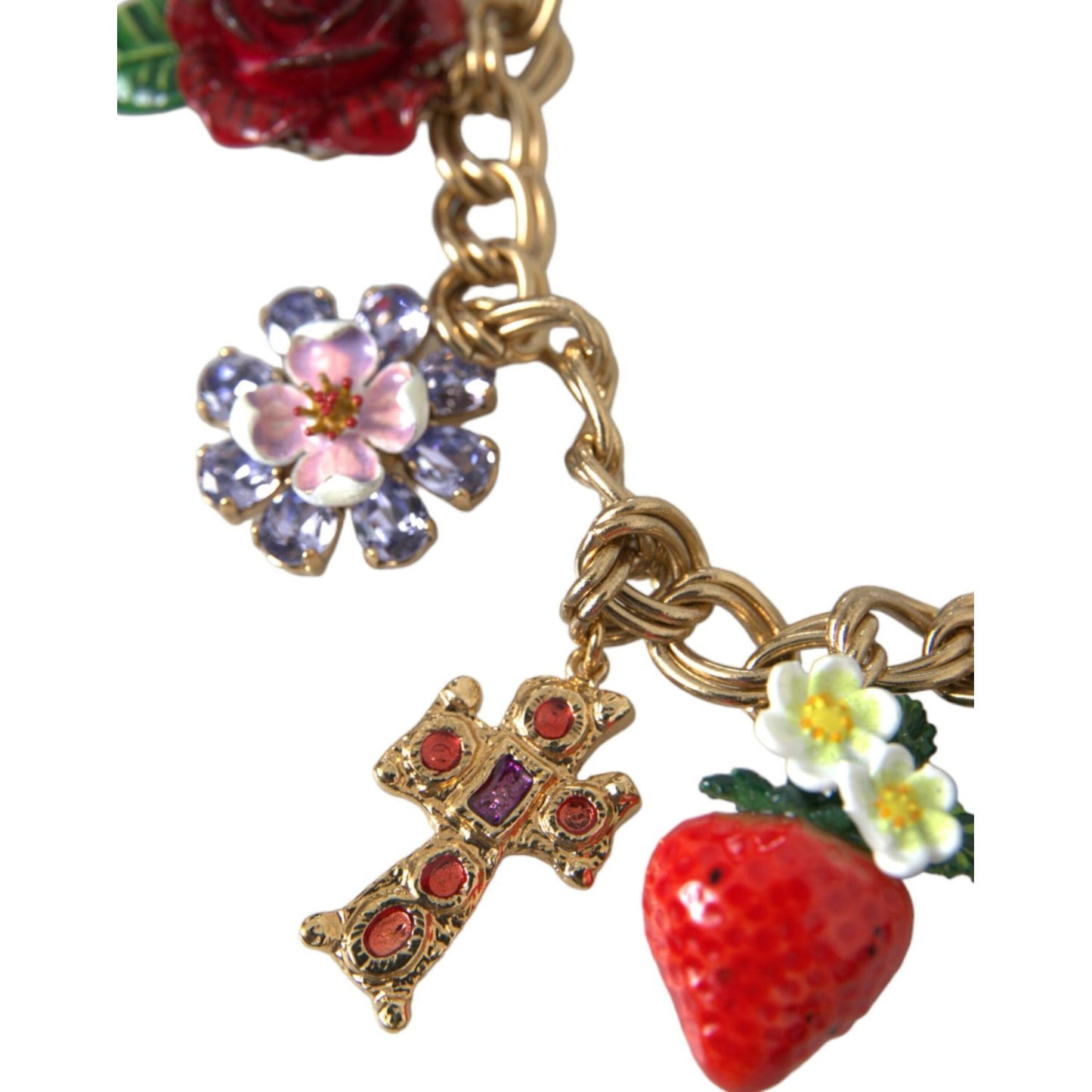 Dolce & Gabbana Gold Chain Rose Cross Strawberry Star Pendant Necklace Necklace Dolce & Gabbana Sienna