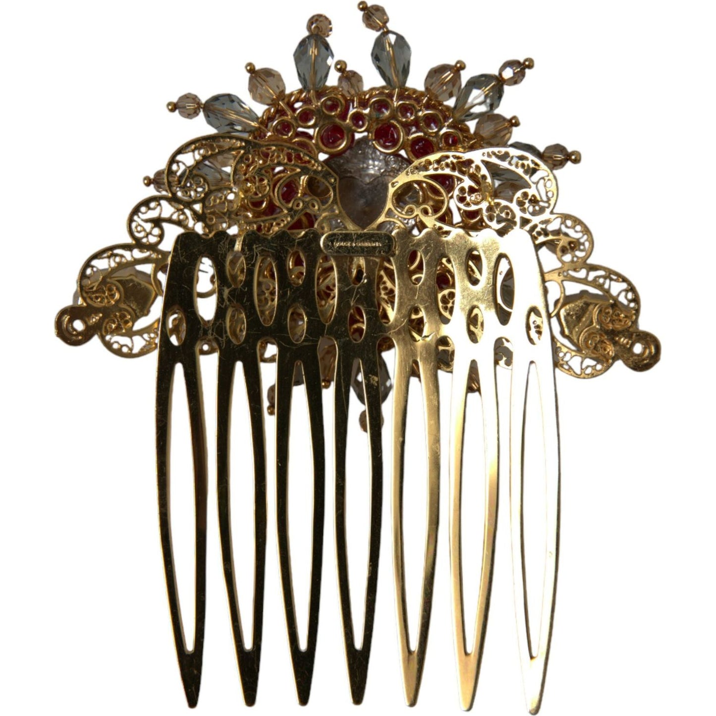 Dolce & Gabbana Gold Brass Crystal Heart Women Hair Comb Dolce & Gabbana Dark Slate Gray