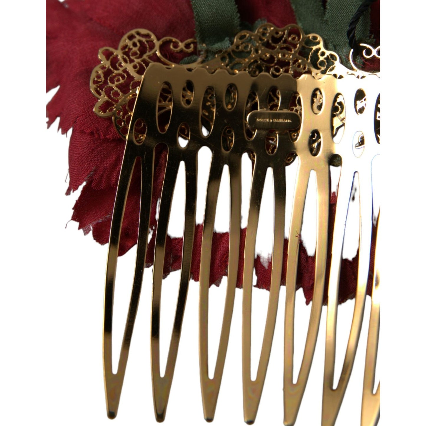 Dolce & Gabbana Red Silk Floral Gold Brass Women Hair Comb Dolce & Gabbana Dark Slate Gray
