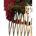 Dolce & Gabbana Red Silk Floral Gold Brass Women Hair Comb Dolce & Gabbana Dark Slate Gray