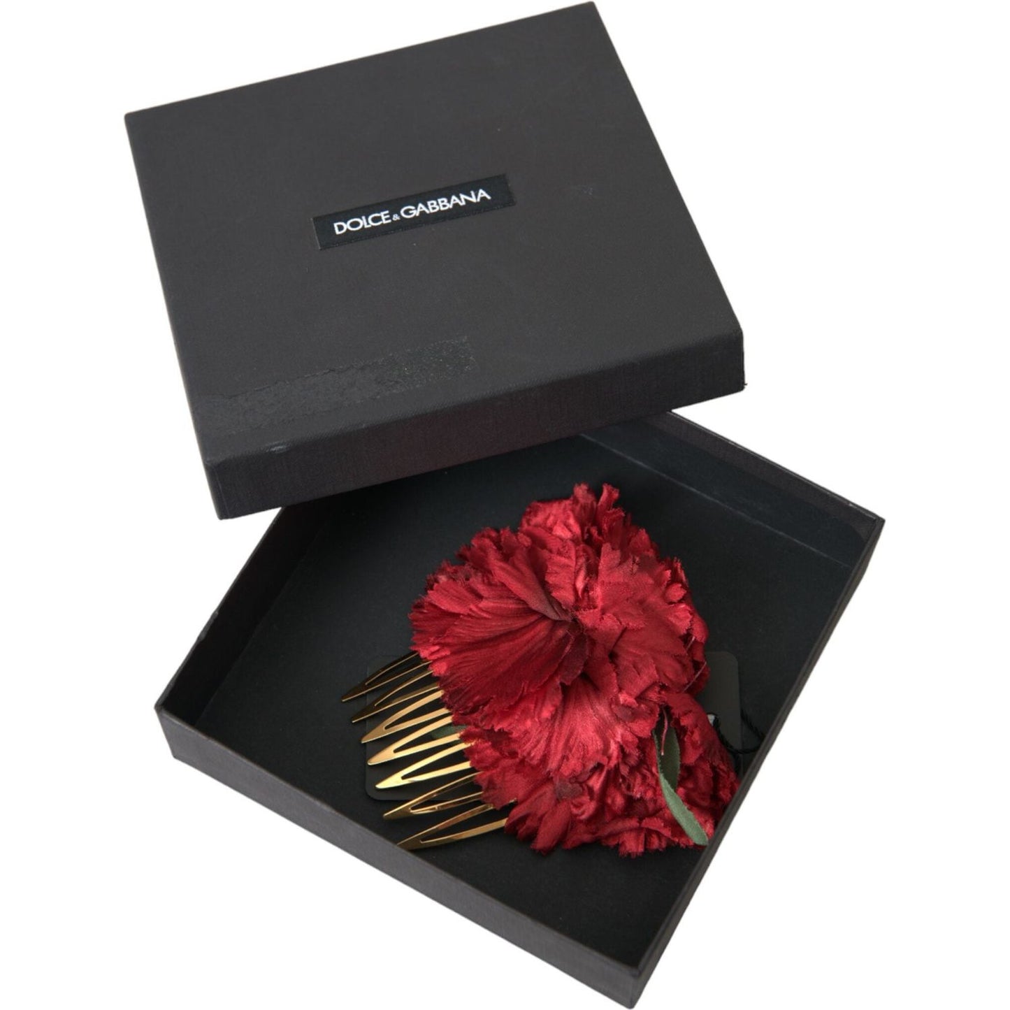 Dolce & Gabbana Red Silk Floral Gold Brass Women Hair Comb Dolce & Gabbana Dark Slate Gray