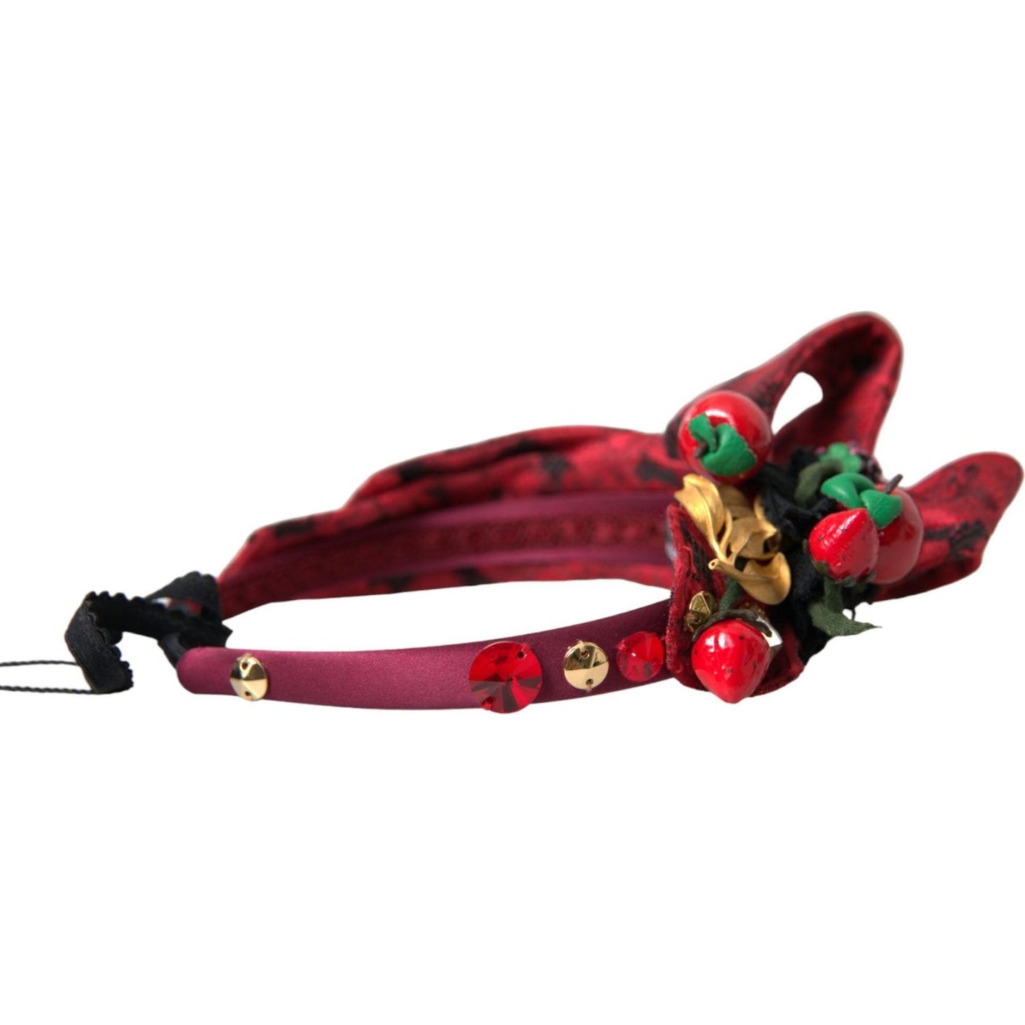 Dolce & Gabbana Red Cherry Sicily Embellished Women Hairband Diadem Dolce & Gabbana Saddle Brown