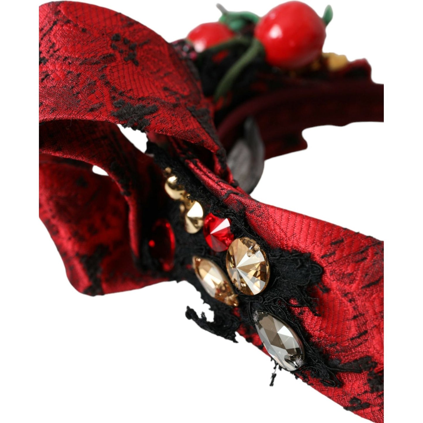 Dolce & Gabbana Red Cherry Sicily Embellished Women Hairband Diadem Dolce & Gabbana Black
