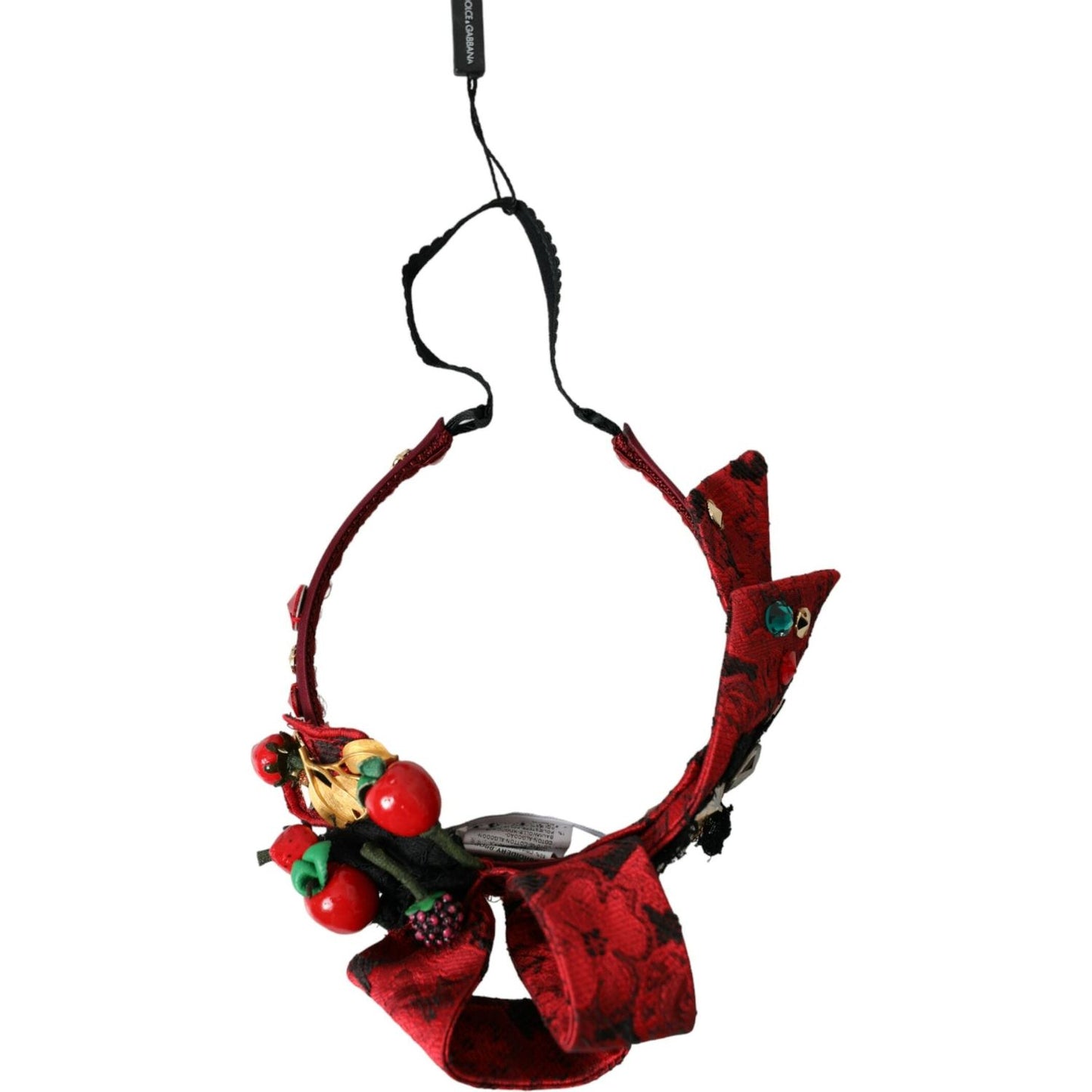 Dolce & Gabbana Red Cherry Sicily Embellished Women Hairband Diadem Dolce & Gabbana Black