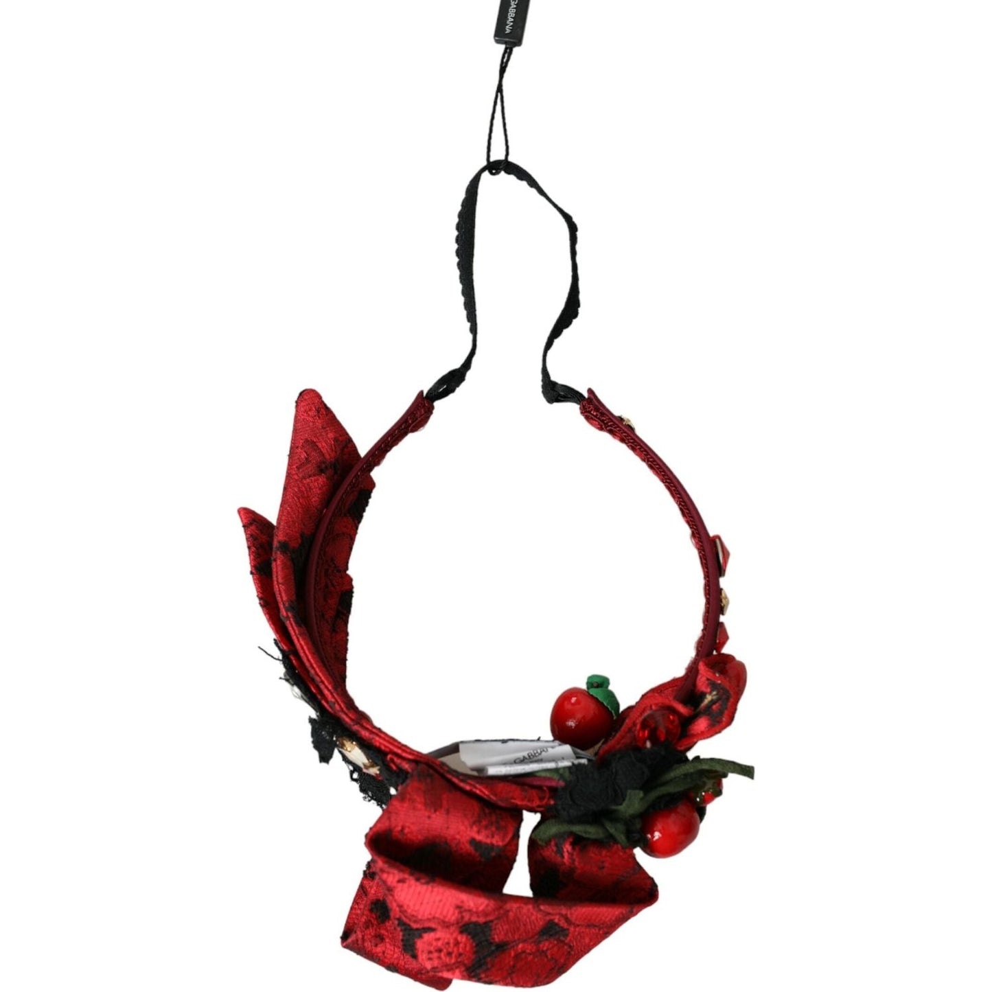 Dolce & Gabbana Red Cherry Sicily Embellished Women Hairband Diadem Dolce & Gabbana Black