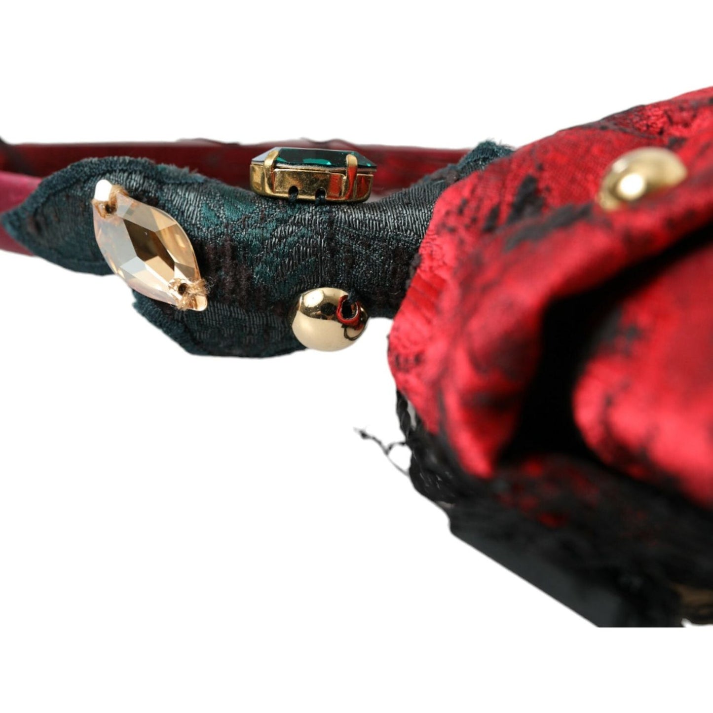 Dolce & Gabbana Multicolor Rose Silk Crystal Netted Logo Headband Diadem Dolce & Gabbana Tomato