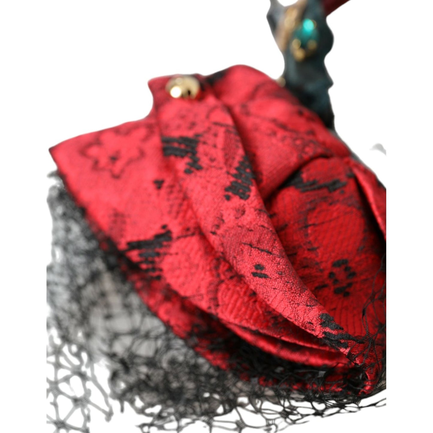Dolce & Gabbana Multicolor Rose Silk Crystal Netted Logo Headband Diadem Dolce & Gabbana Maroon