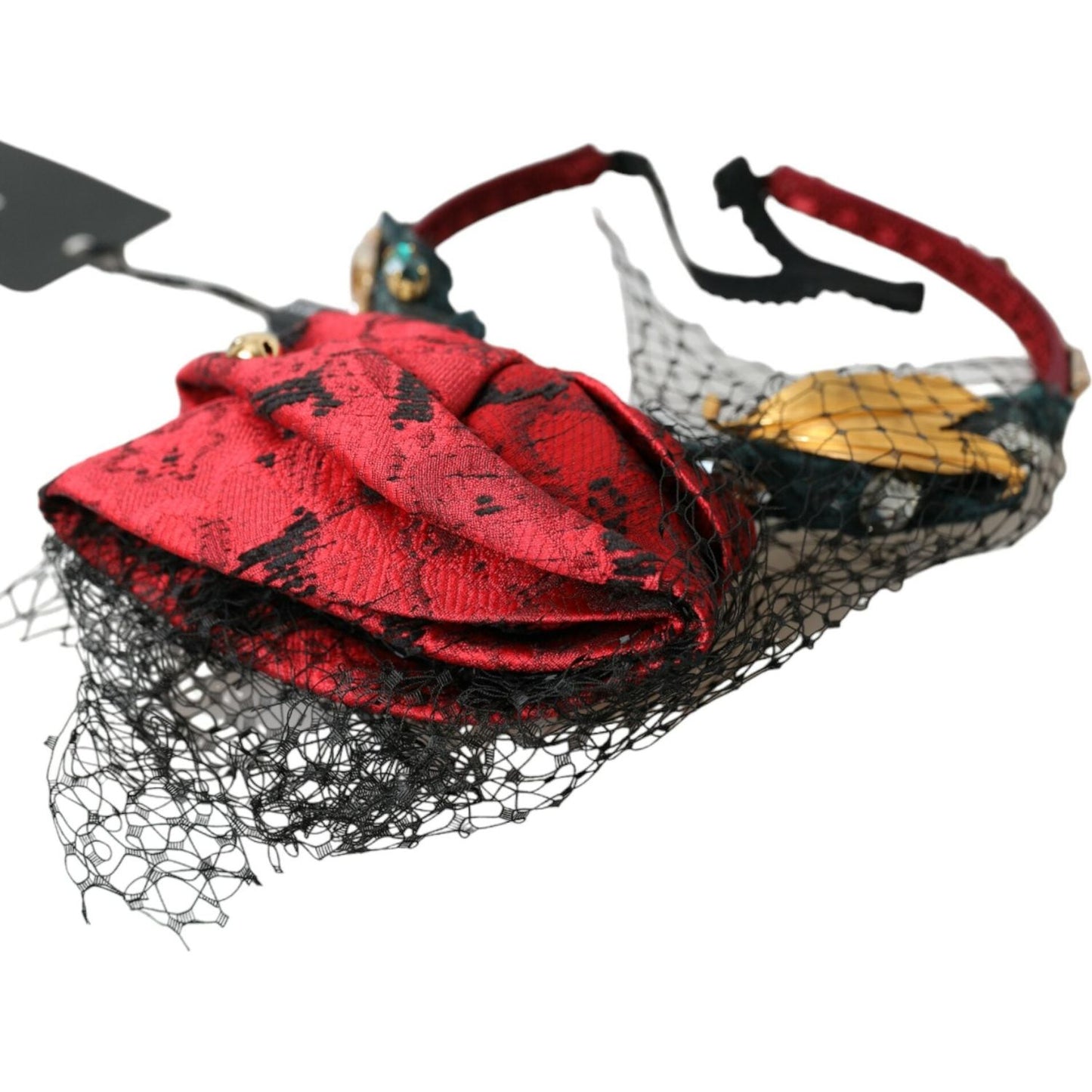 Dolce & Gabbana Multicolor Rose Silk Crystal Netted Logo Headband Diadem Dolce & Gabbana Dark Slate Gray