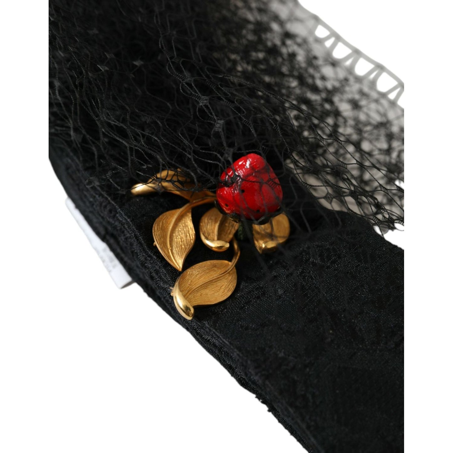 Dolce & Gabbana Black Strawberry Sicily Crystal Mesh Net Headband Diadem Dolce & Gabbana Black