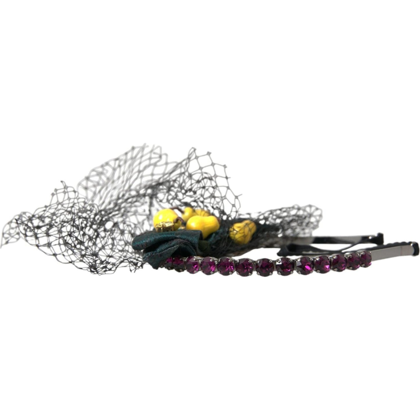 Dolce & Gabbana Black Lemons Sicily Purple Crystal Net Headband Diadem Dolce & Gabbana Gray