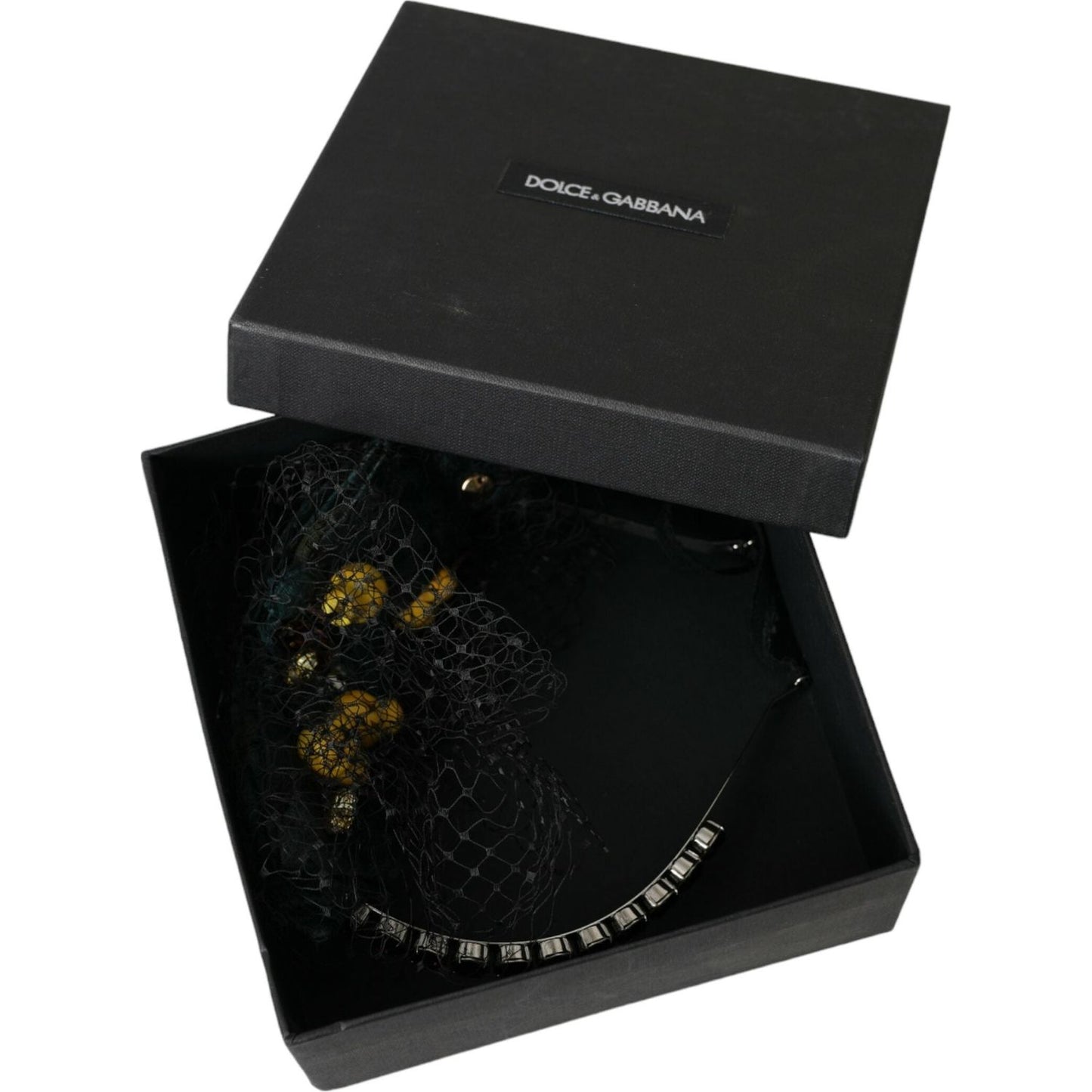 Dolce & Gabbana Black Lemons Sicily Purple Crystal Net Headband Diadem Dolce & Gabbana Black