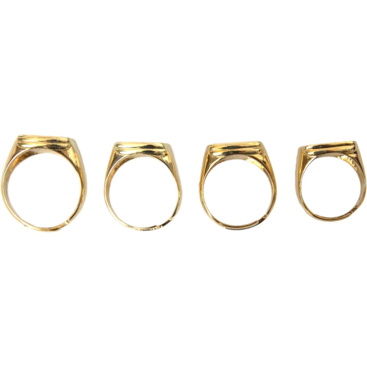 Dolce & Gabbana Gold Brass KING Enamel Set of 4 Ring Ring Dolce & Gabbana Tan