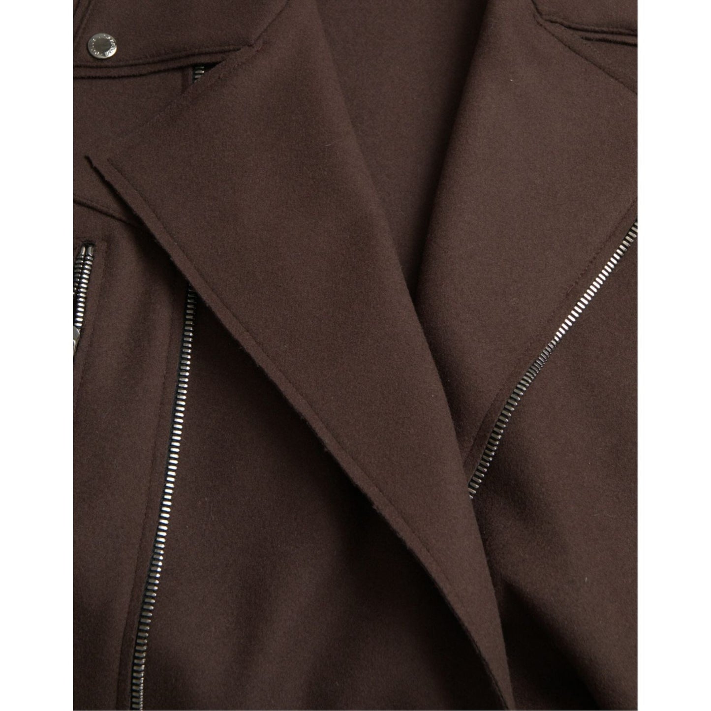 Dolce & Gabbana Brown Coat Short Biker Wool Jacket Dolce & Gabbana Dark Slate Gray