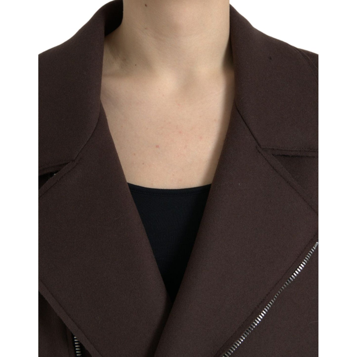 Dolce & Gabbana Brown Coat Short Biker Wool Jacket Dolce & Gabbana Dark Slate Gray