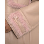 Dolce & Gabbana Beige Pink Lamb Leather Shearling Coat Jacket Dolce & Gabbana Rosy Brown