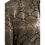 Dolce & Gabbana Beige Exotic Leather Biker Blouson Jacket Dolce & Gabbana Dark Slate Gray