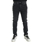Dolce & Gabbana Gray Cotton Stretch Skinny Denim Logo Jeans Dolce & Gabbana Dark Slate Gray