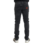 Dolce & Gabbana Gray Cotton Stretch Skinny Denim Logo Jeans Dolce & Gabbana Dark Slate Gray