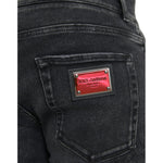 Dolce & Gabbana Gray Cotton Stretch Skinny Denim Logo Jeans Dolce & Gabbana Dark Slate Gray