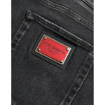 Dolce & Gabbana Gray Cotton Stretch Skinny Denim Logo Jeans Dolce & Gabbana Dark Slate Gray