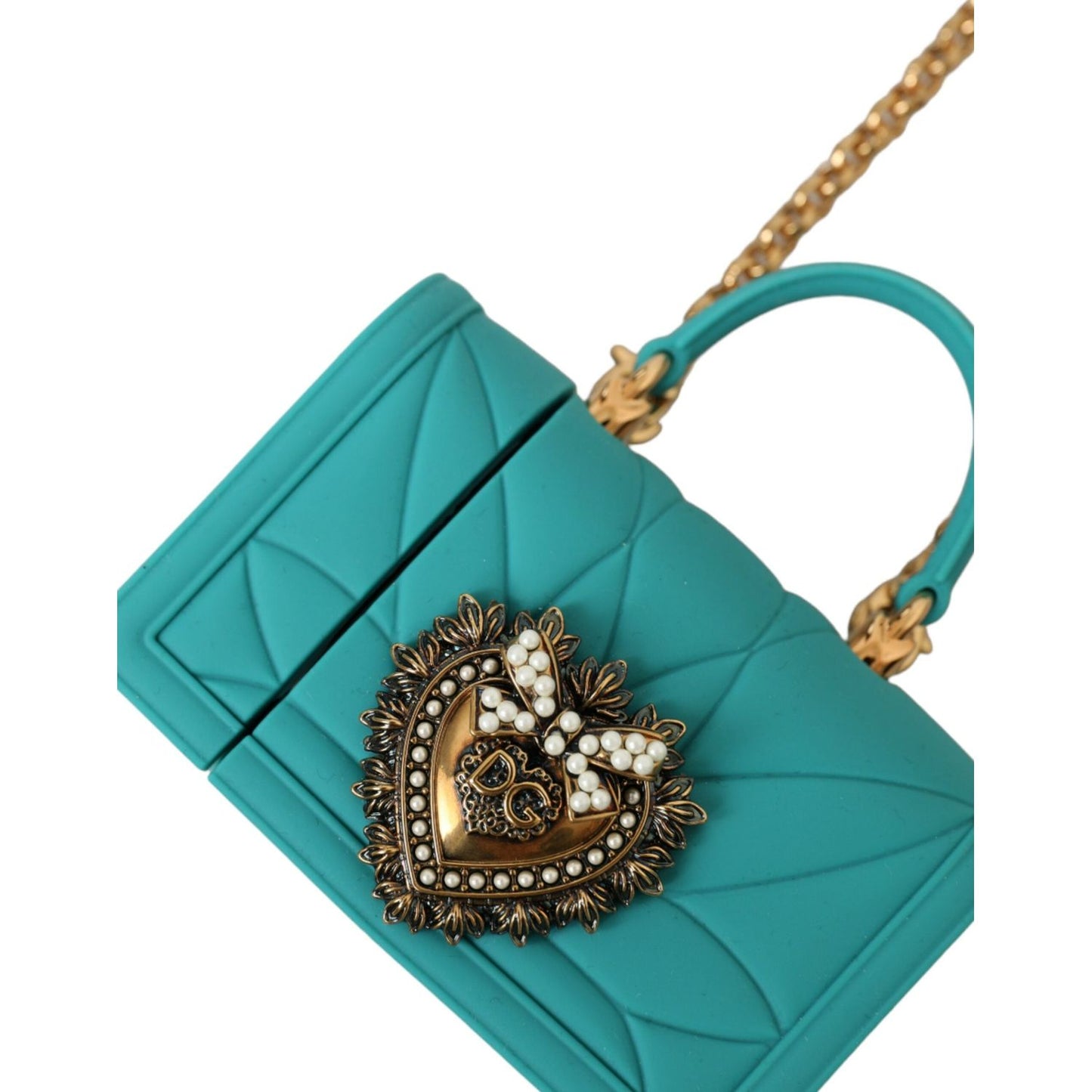 Dolce & Gabbana Turquoise Silicone Devotion Heart Cover Bag Airpods Case SMY101234