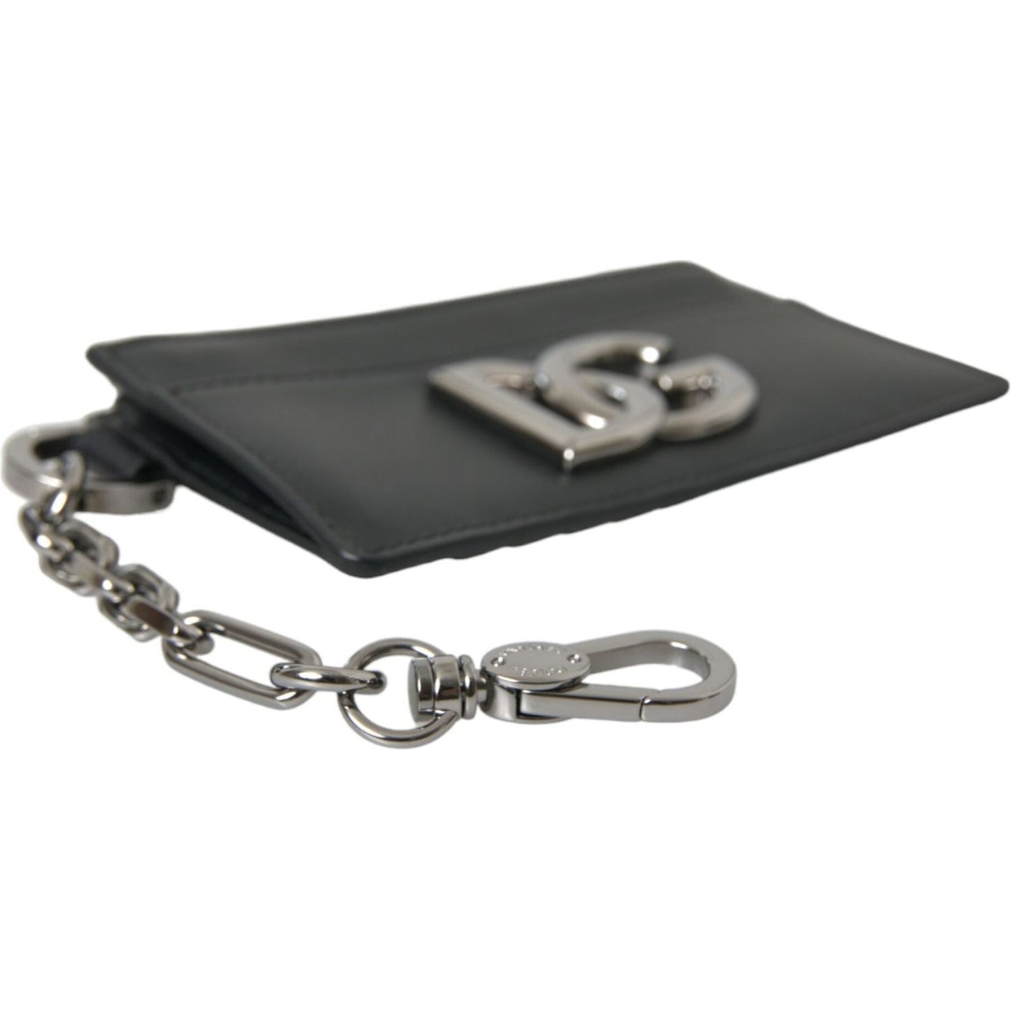 Dolce & Gabbana Black Calfskin Leather DG Logo Card Holder Wallet Men Dolce & Gabbana Dark Slate Gray