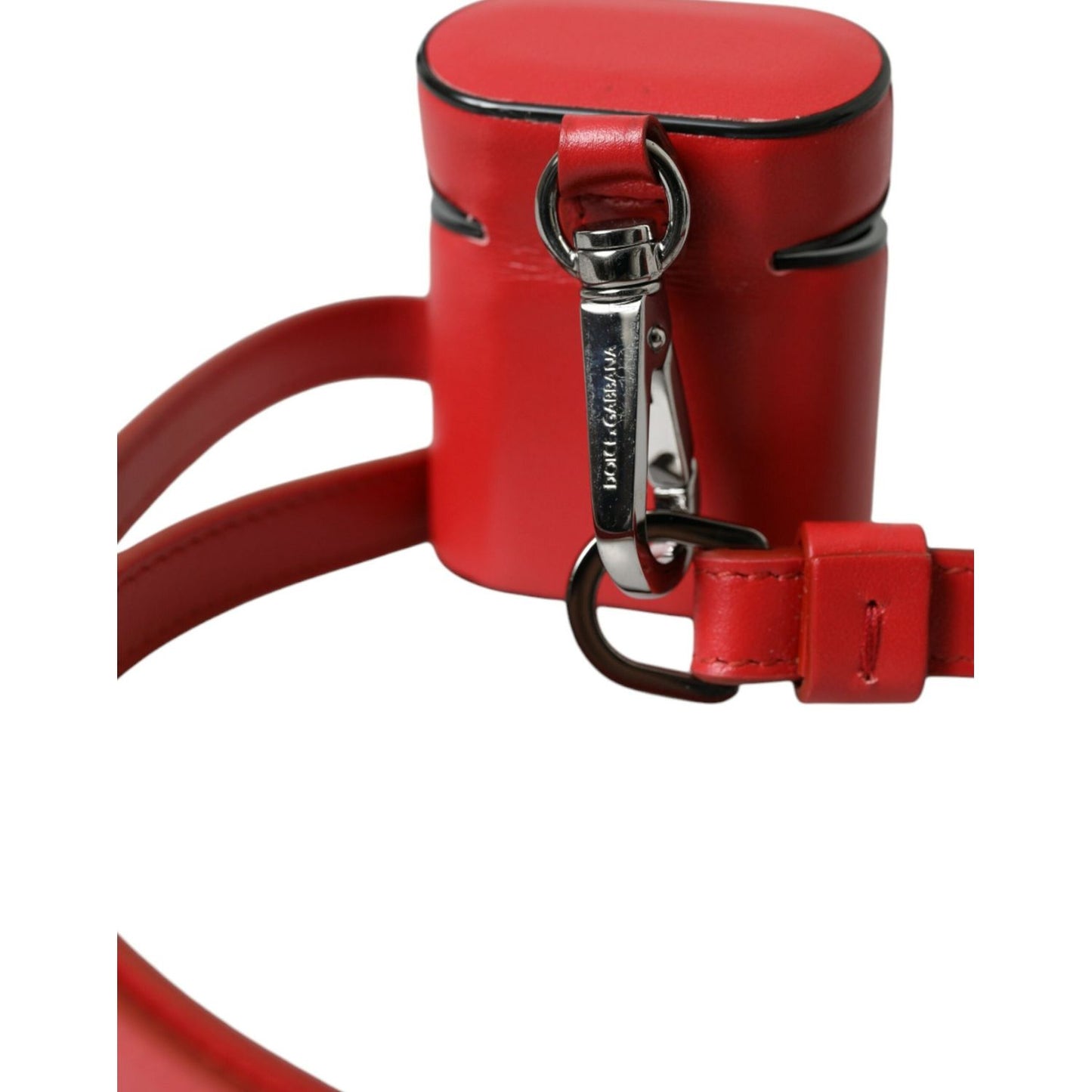 Dolce & Gabbana Red Calfskin Leather Logo Print Strap Men Airpods Case Dolce & Gabbana Brown