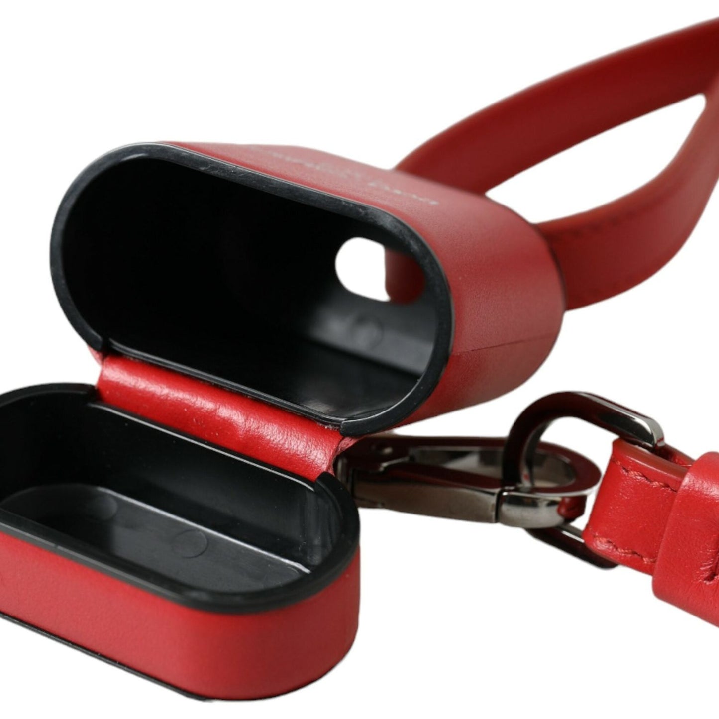 Dolce & Gabbana Red Calfskin Leather Logo Print Strap Men Airpods Case Dolce & Gabbana Pale Violet Red