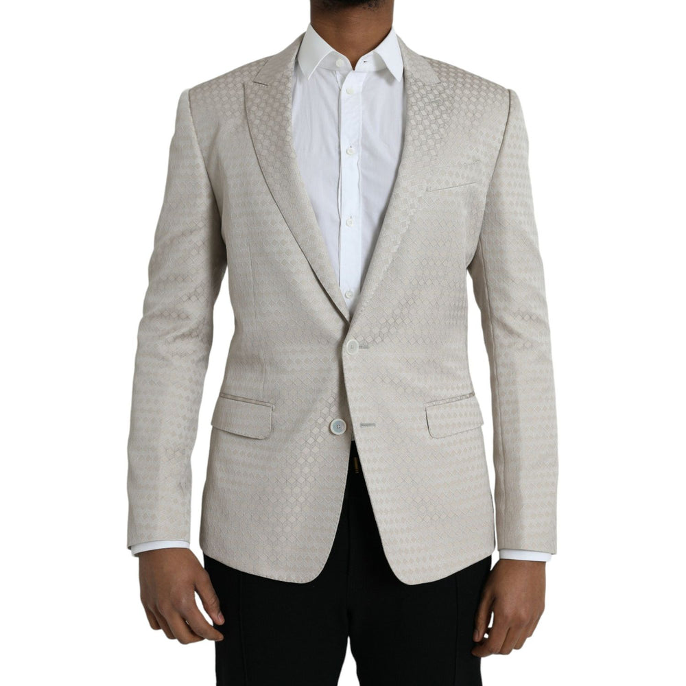 Dolce & Gabbana Beige MARTINI Single Breasted Coat Blazer Dolce & Gabbana Gray