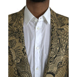 Dolce & Gabbana Gold SICILIA Jacquard Single Breasted Coat Blazer Dolce & Gabbana Dim Gray