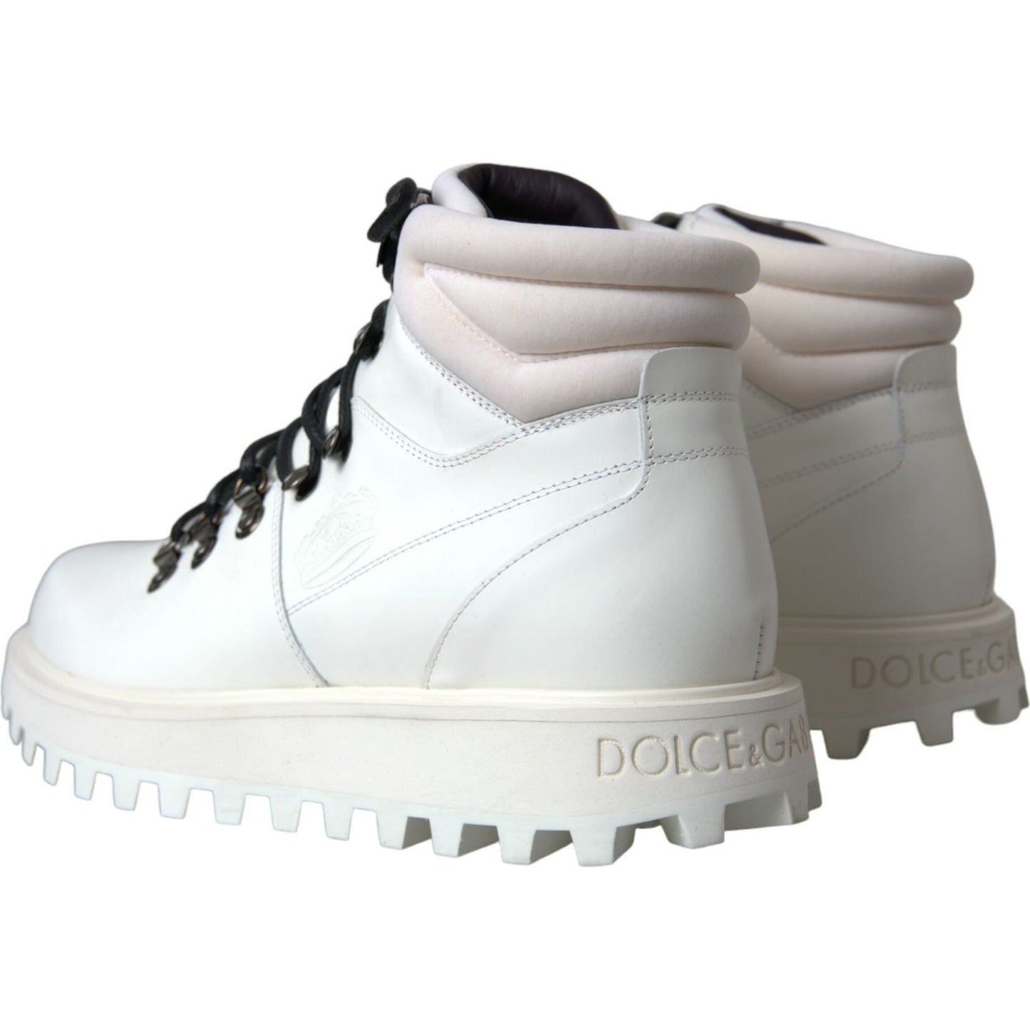 Dolce & Gabbana White Vulcano Trekking Men Ankle Boots Shoes Dolce & Gabbana Light Gray