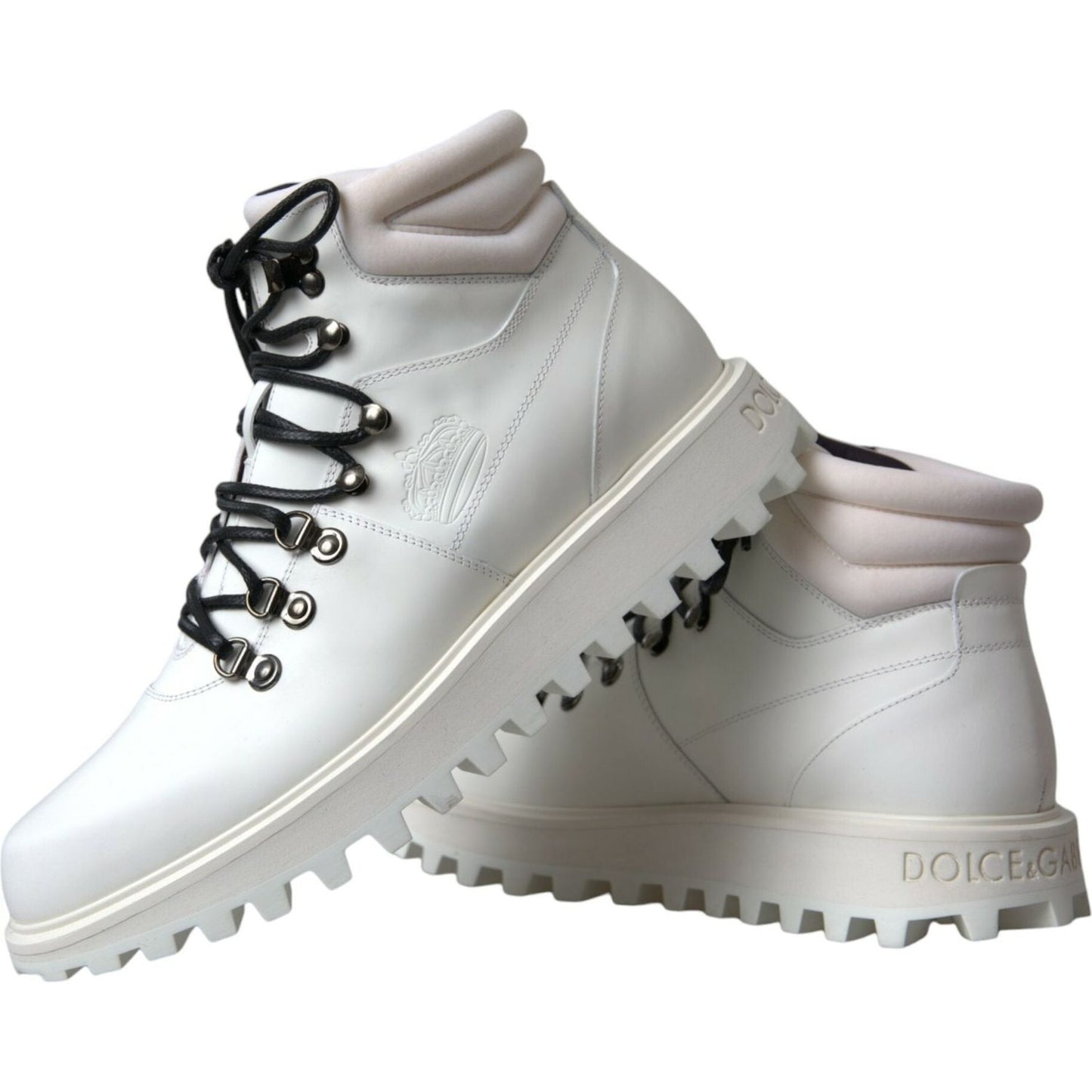 Dolce & Gabbana White Vulcano Trekking Men Ankle Boots Shoes Dolce & Gabbana Gray