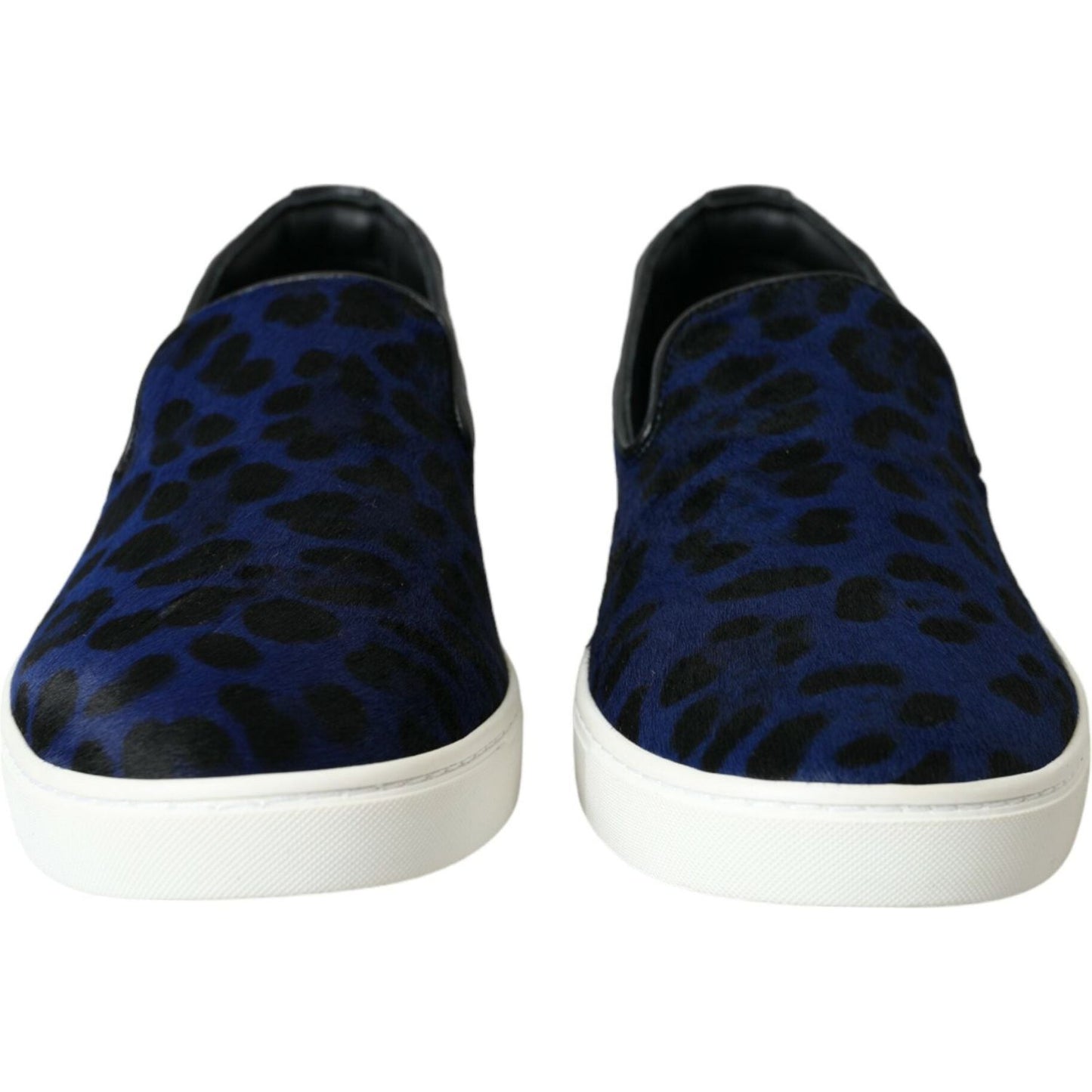 Dolce & Gabbana Blue Calfskin Hair Leopard Sneakers Shoes Dolce & Gabbana Light Gray