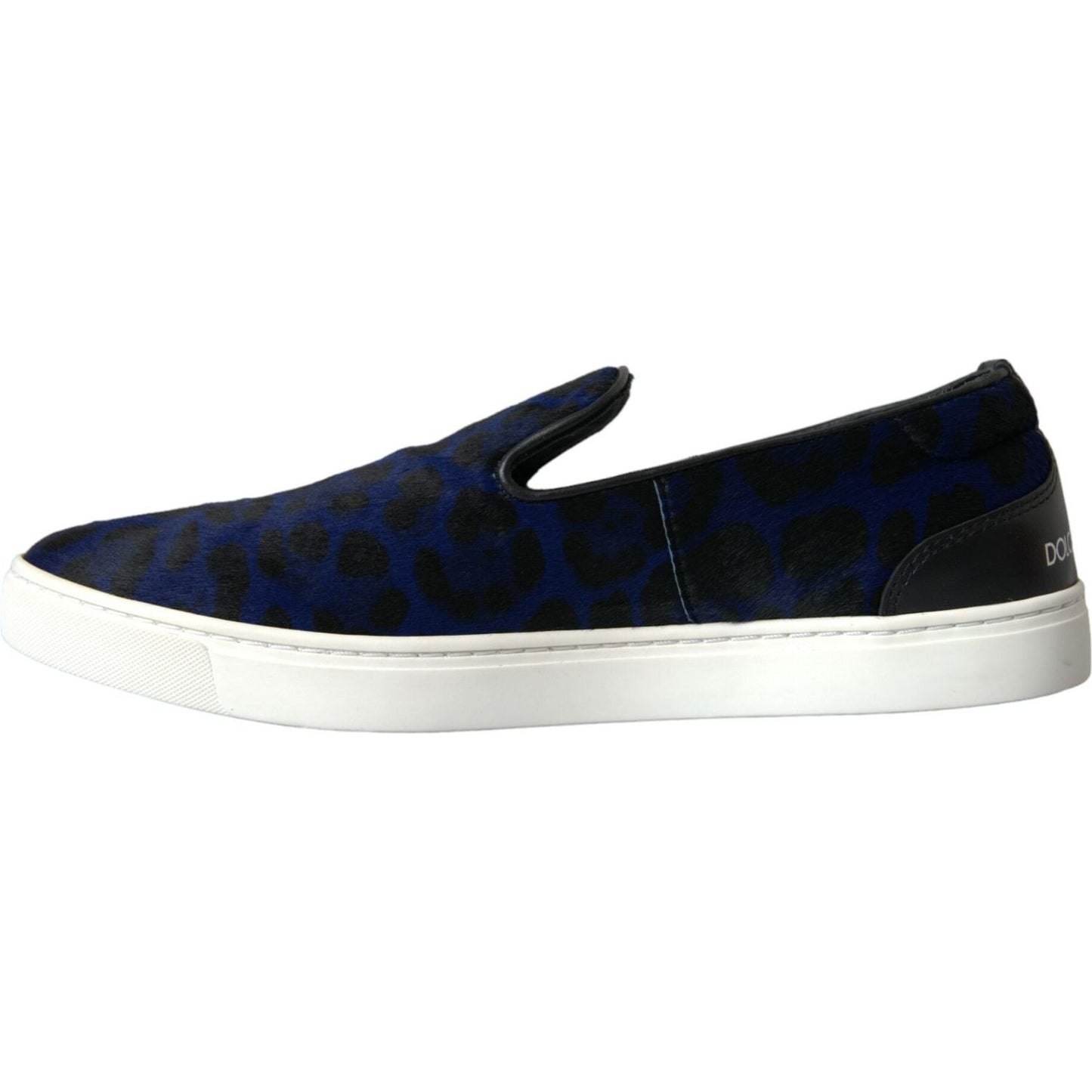 Dolce & Gabbana Blue Calfskin Hair Leopard Sneakers Shoes Dolce & Gabbana Black