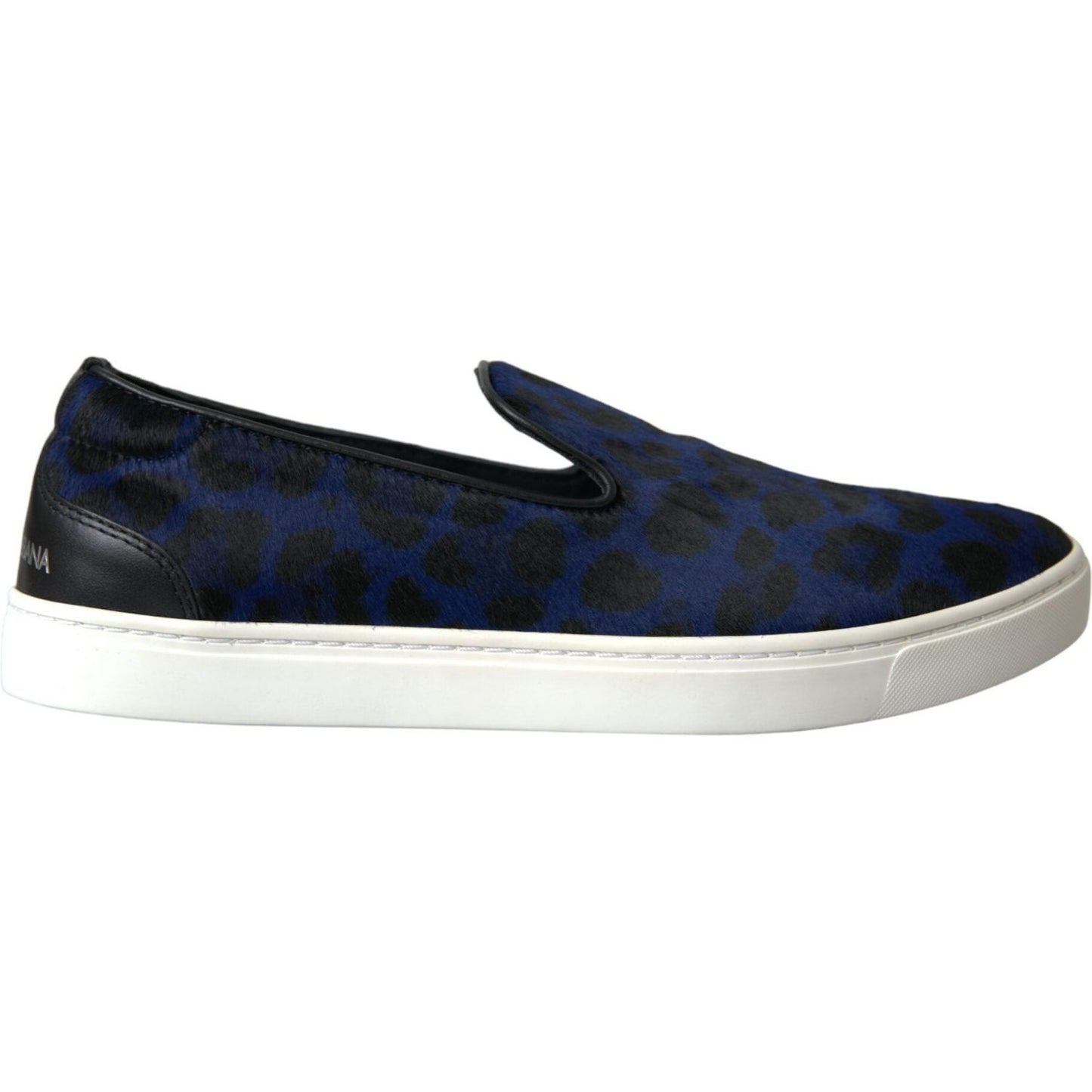 Dolce & Gabbana Blue Calfskin Hair Leopard Sneakers Shoes Dolce & Gabbana Dark Slate Gray
