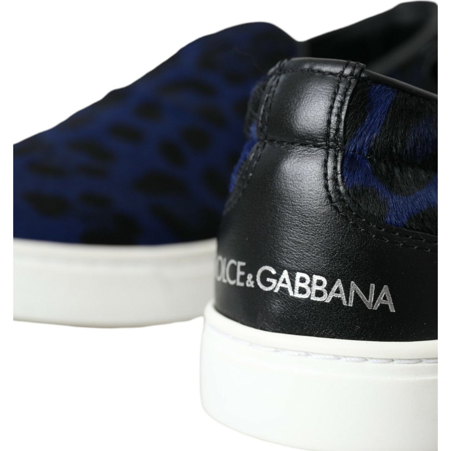 Dolce & Gabbana Blue Calfskin Hair Leopard Sneakers Shoes Dolce & Gabbana Dark Slate Gray