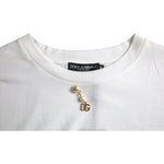 Dolce & Gabbana White Embellished Cotton Crew Neck T-shirt TSH84619-54