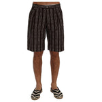 Dolce & Gabbana Bordeaux Striped Cotton Knee High Shorts Dolce & Gabbana Black