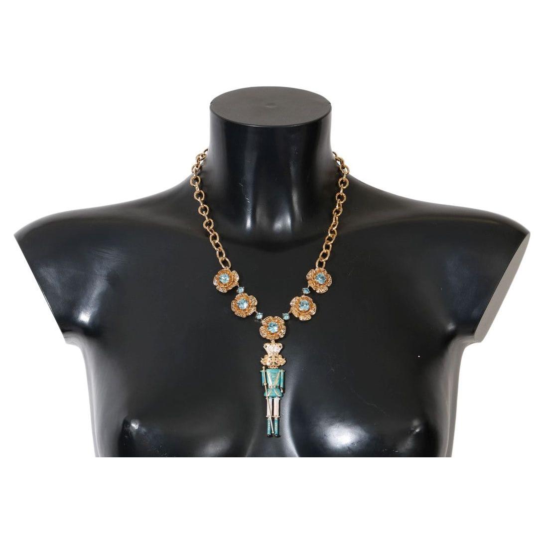 Dolce & Gabbana Elegant Gold Crystal Statement Necklace Necklace Dolce & Gabbana Dark Slate Gray